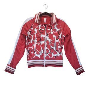 Pepe Jeans Women's Track Jacket Medium Red Heart Print Full Zip Retro Sportswear